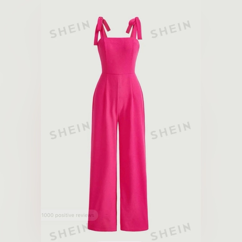 NWT tie shoulder straps, wide leg cami jumpsuit, highly rated!